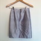 Fabrizio Lenzi Vintage 100% Silk Silver Skirt Italian Made Size 40