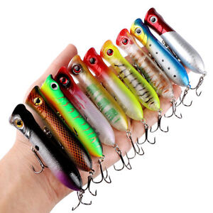 GOTURE Fishing Lures Topwater Floating Popper Lures Surface Crankbaits 10pcs/lot