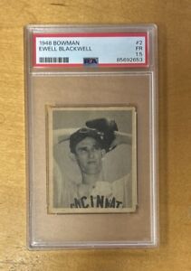 New Listing1948 Bowman Baseball Ewell Blackwell Cincinnati Reds Card #2 PSA 1.5