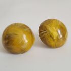 Vintage Bakelite yellow imitation amber round button clip on earrings Art Deco