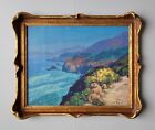 California Big Sur Carmel Coast Ocean Oil Painting Antique Early Piecrust Frame