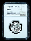 New Listing1963 25c Washington Silver Quarter - NGC MS65 Type B Reverse