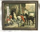Vintage Equestrian Fox Hunt Art Lithograph Print with Thermometer Guerra 9x11