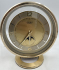 VTG SEIKO Moon Phase Round Mantle Desk Clock Made In Japan Gold Tone- Works!