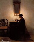 A Woman Reading by Candlelight by Peter Ilsted Giclee Canvas Print