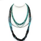 Southwest Heishi Style Necklace with Turquoise and Black Onyx Lot of 3 #S885-1