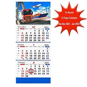New Listing Calendar 2022 Monthly Wall, 3-Month Display 2022 Calendar Wall, Vertical Truck