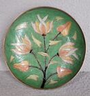 Vintage Green Enamelware Solid Brass Bowl Decorative Trinket Dish Flowers 9