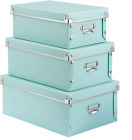Foldable Storage Box with Lids and Handles Decorative, 3 in 1 Set, Multiple Size