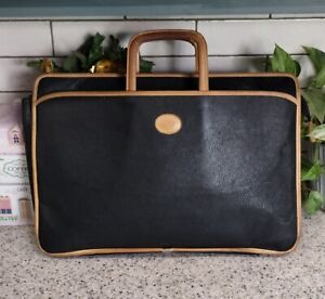 Vintage Gucci Leather Briefcase Portfolio Document Holder Black and Tan