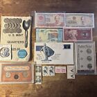 Junk Drawer Lot U.S. Coins, Stamps, Foreign Bank Notes and More