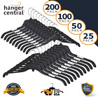Plastic Clothing Hangers Metal Swivel Hooks Durable 17 Inch 200 Pack Black
