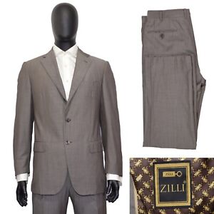 Great RRP5200$ Men's ZILLI PARIS Suit 42US/UK 52IT Brown/Gray 100% Wool Luxury