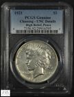 1921 High Relief Peace Silver Dollar $1 PCGS MS UNC Details - Cleaning