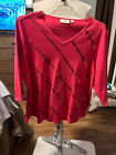 QUACKER FACTORY RED WITH RED SEQUINS ON FRONT PULL OVER TOP, SIZE 1X