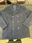 Men  XL Wool Blend Coat Jacket Pea Anchor Buttons Double Breasted