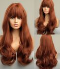 Cosplay Wig with bangs Long Wavy Heat Resistant Hair False scalp Ginger Orange