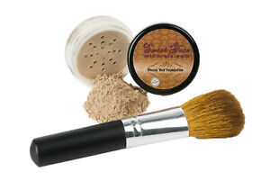 2pc FOUNDATION & FACE BRUSH Set Mineral Makeup Kit Bare Skin Sheer Powder Cover