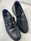 SALVATORE FERRAGAMO BLACK LEATHER LOGO BIT DETAIL LOAFERS Sz 9.5EE MADE IN ITALY