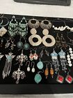 LOT OF 28 PAIR 'MIXED MATERIAL' PIERCED BEADED EARRINGS, ASSORTMENT, VINTAGE-NOW