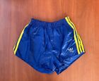 Vintage Adidas West Germany 1980s Glanz Nylon Shorts Running Blue Yellow  D7