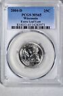 2004-D 25C Wisconsin Extra Leaf Low State Quarter PCGS MS65 #971