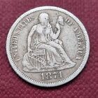 1871 Seated Liberty Dime 10c Better Grade VF + #47587