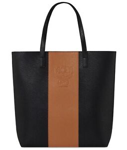 Authentic MCM Parfums Large Black and Tan Faux Leather Tote Bag