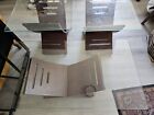 3-piece Set of Glass Coffee and End Tables with Collapsable Wooden Bases