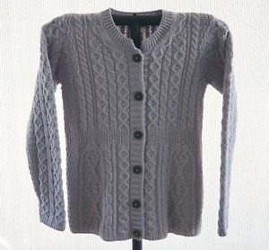 Kilronan Womens Grey Cardigan Knitwear Sweater 100% Merino Wool SZ/XS