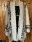 Aztec Tribal southwestern white  embroidered fuzzy cardigan sweater 3X PLUS SALE