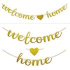 Ushinemi Welcome Home Banner Glitter Welcome Home Sign Decorations Gold 1pcs