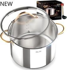 Stock Pot 12 Quart, 18/10 Tri-Ply Stainless Steel All Clad Stock Pot with Lid,N