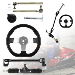 Front Steering Wheel Tie Rod Rack Pinion Assembly Kit For ATV Go Kart Cart