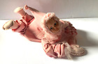 Vintage Handmade PINK Pixie Jester Elf Doll Poseable Bendable Bed Doll 1940's