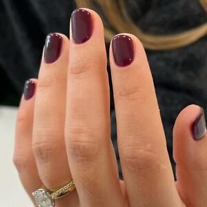Extra Short Press on Nails Square Wine Red Fake Nails Petite Solid Color 9