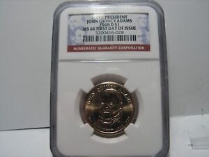 2008 - D John Quincy Adams $1.00 Coin. NGC MS66. First Day Issue