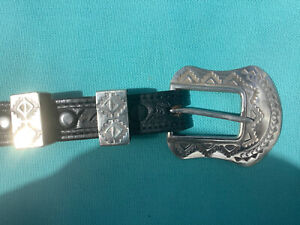 Excellent Hand Tooled VOGT Sterling Silver Buckled Ranger Belt