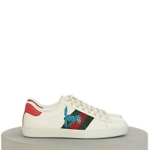 GUCCI 770$ Men's White Leather Freya Hartas Ace Low Top Sneakers