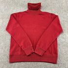 VINTAGE Eddie Bauer Sweater Womens Large Red Turtle Neck Pullover Cotton 90s