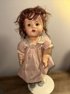 Antique Fully Jointed Compo Baby With Original Dress And Mohair. Ideal/Horseman?