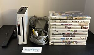 Nintendo Wii White Console Lot w/ 10 Games, Cables - Tested & Working GameCube