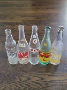 New ListingVintage Glass Soda Bottle Lot of 5 Mixed Brands ☆ See Pictures ☆ Fast Shipping ☆