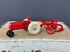 ANTIQUE CAST IRON ARCADE OLIVER TRACTOR BALLOON TIRES & RED PLOW #282 RESTORED!