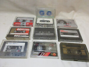 Lot of 9 Pre-recorded Cassette Tapes, Sold as Blank, Good Cases,  1 Head Cleaner