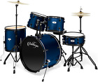 5-Piece Complete Full Size Adult Drum Set with Remo Batter Heads - Blue