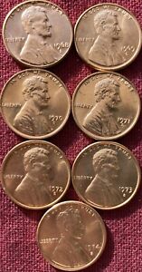 1968S 1969S 1970S 1971S 1972S 1973S 1974S 7 LINCOLN MEMORIAL CENTS UNCIRCULATED