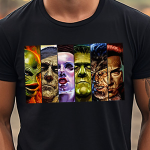 The Originals Monsters Horror Movie Stars . Black T-Shirt . Graphic Tee