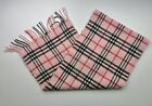 Burberry London 100% Cashmere Pink Nova Check Scarf With Fringe Classic Preppy