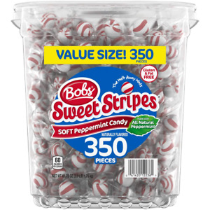 Bob'S Sweet Stripes Soft Peppermint Candy 350 Individual Wrap Pcs ,3.9 Pound Tub